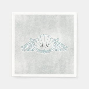 Seahorses & Seashell Beach Wedding Reception Napkin