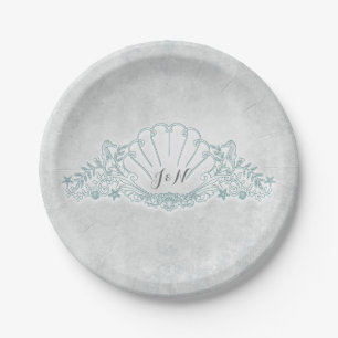 Seahorses & Seashell Beach Wedding Reception Paper Plate