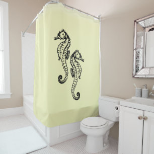 Seahorses Yellow Shower Curtain