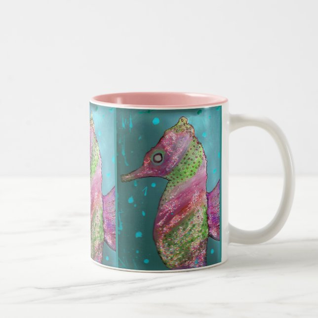 SEAHORSING SPARKLE.. Two-Tone COFFEE MUG (Right)