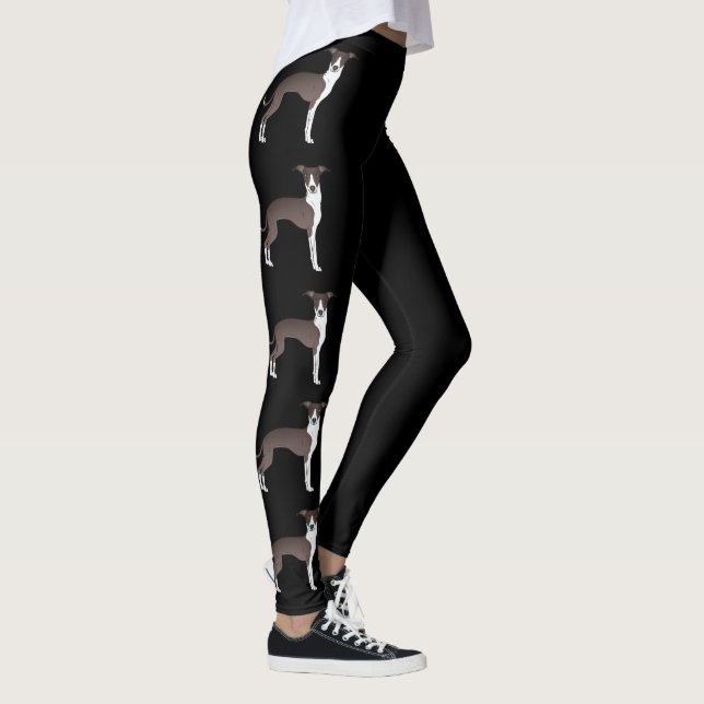 Seal And White Italian Greyhound Cartoon Dogs Leggings (Right)
