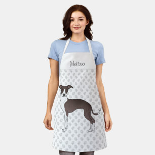 Seal And White Italian Greyhound With Custom Name Apron
