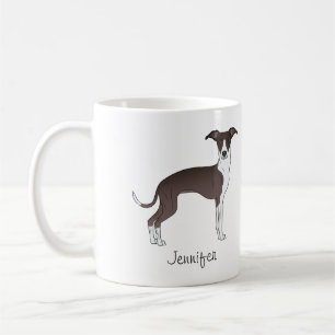 Seal And White Italian Greyhound With Custom Name Coffee Mug