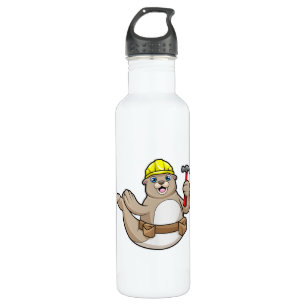 Seal as Carpenter with Hammer & Hat 710 Ml Water Bottle