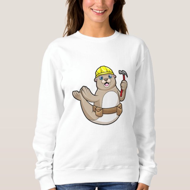 Seal as Carpenter with Hammer & Hat Sweatshirt (Front)