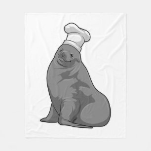 Seal as Cook with Chef hat Fleece Blanket