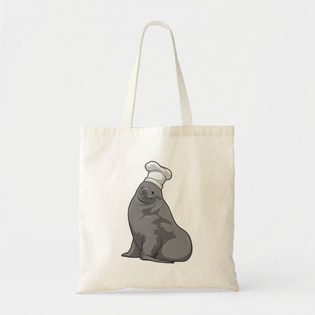 Seal as Cook with Chef hat Tote Bag (Front)
