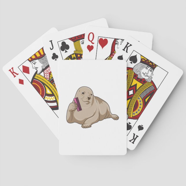 Seal as Hairdresser with Comb Playing Cards (Back)