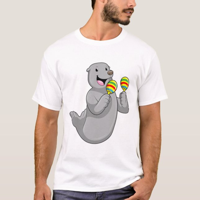 Seal as Musician with Maracas T-Shirt (Front)