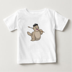 Seal as Painter with Paint brush Baby T-Shirt