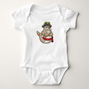 Seal as Pirate with Pirate hat Baby Bodysuit