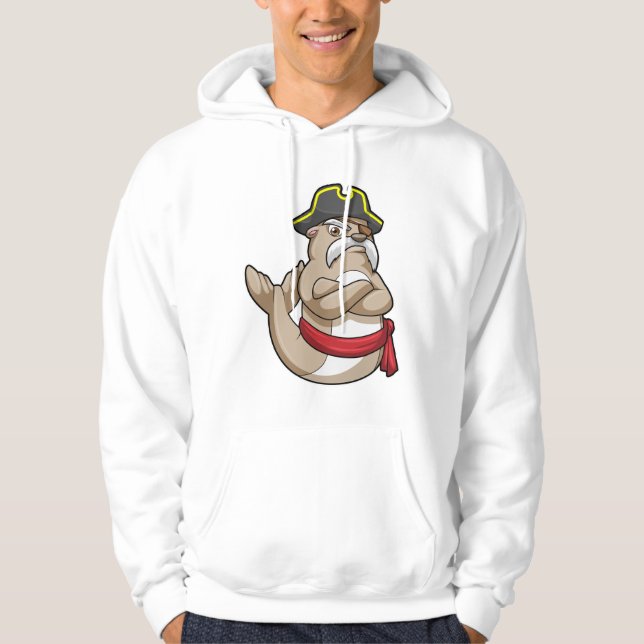 Seal as Pirate with Pirate hat Hoodie (Front)