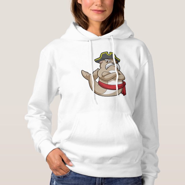 Seal as Pirate with Pirate hat Hoodie (Front)
