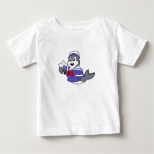 Seal as Sailor with Boat Baby T-Shirt