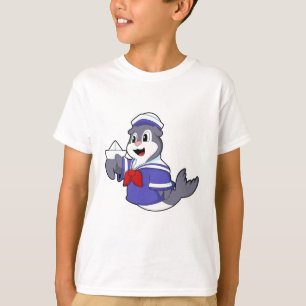 Seal as Sailor with Boat T-Shirt