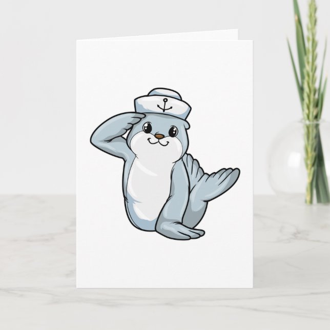 Seal as Sailor with Sailor hat Card (Front)