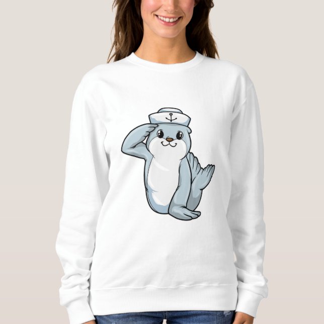 Seal as Sailor with Sailor hat Sweatshirt (Front)