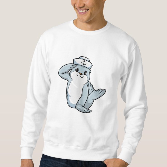 Seal as Sailor with Sailor hat Sweatshirt (Front)