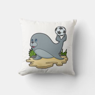 Seal as Soccer player with Soccer Cushion