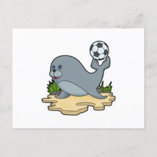 Seal as Soccer player with Soccer Postcard