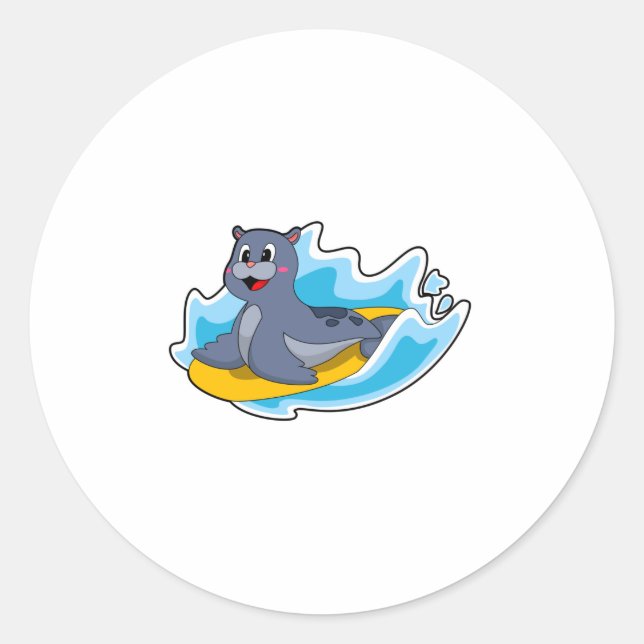 Seal as Surfer with Surfboard (Front)