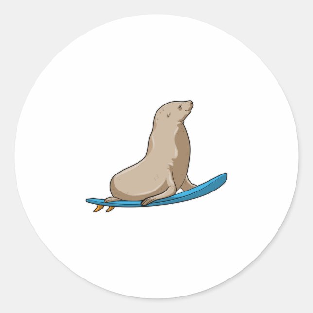 Seal as Surfer with Surfboard (Front)