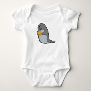 Seal at Eating with Burger Baby Bodysuit