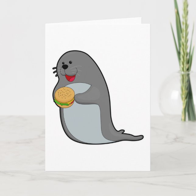 Seal at Eating with Burger Card (Front)