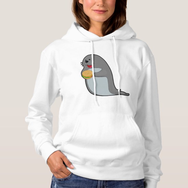 Seal at Eating with Burger Hoodie (Front)