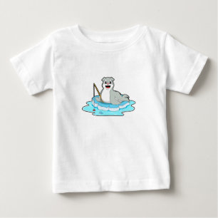 Seal at Fishing with Fishing rod Baby T-Shirt
