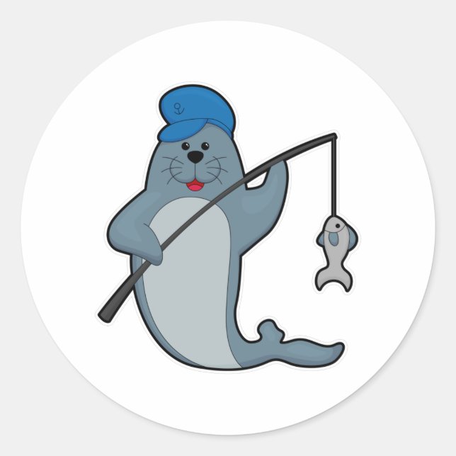 Seal at Fishing with Fishing rod & Fish (Front)