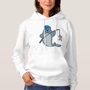 Seal at Fishing with Fishing rod & Fish Hoodie