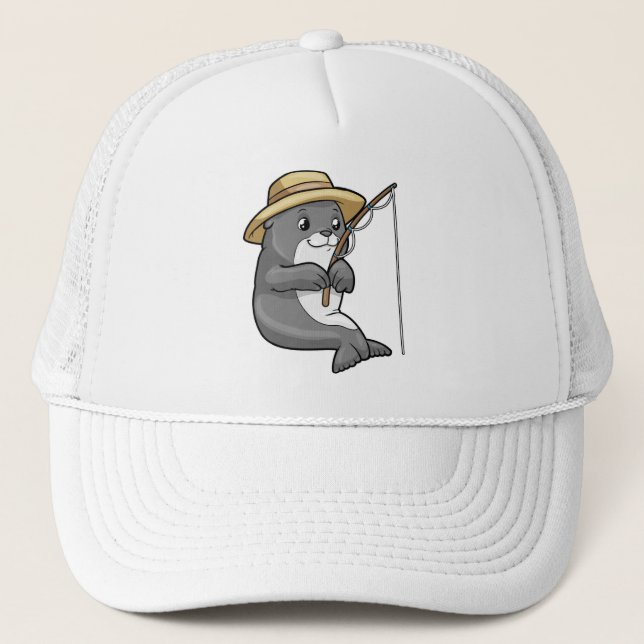 Seal at Fishing with Fishing rod & Hat (Front)