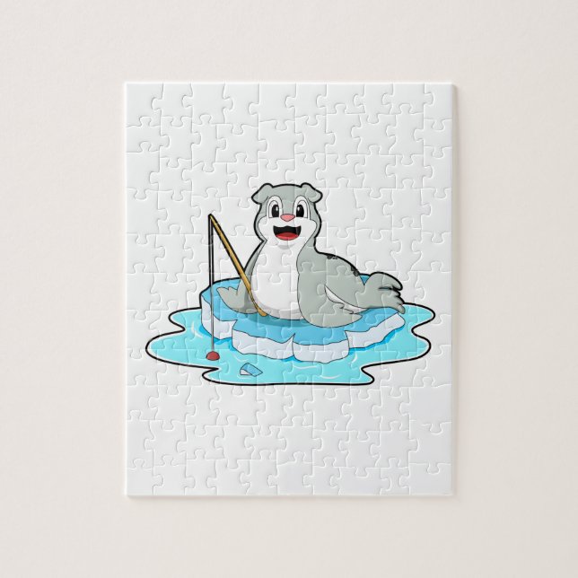 Seal at Fishing with Fishing rod Jigsaw Puzzle (Vertical)