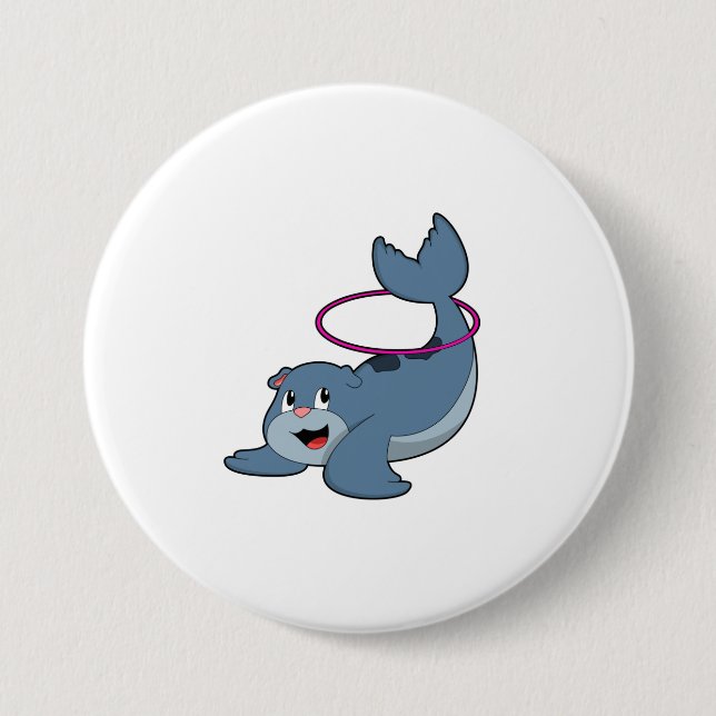 Seal at Fitness with Fitness tires.PNG 7.5 Cm Round Badge (Front)