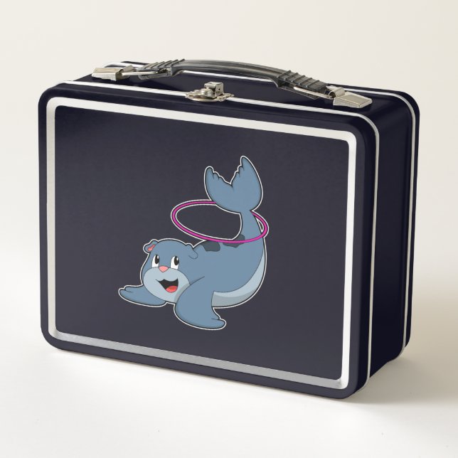 Seal at Fitness with Fitness tires.PNG Metal Lunch Box (Front)