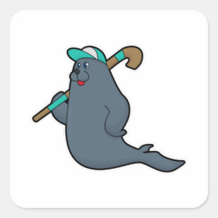 Seal at Hockey with Hockey stick