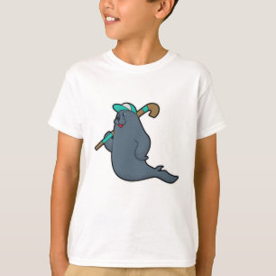 Seal at Hockey with Hockey stick T-Shirt