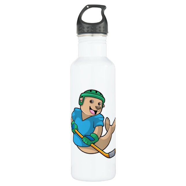 Seal at Ice hockey with Ice hockey stick 710 Ml Water Bottle (Front)