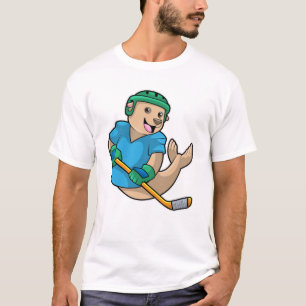 Seal at Ice hockey with Ice hockey stick T-Shirt