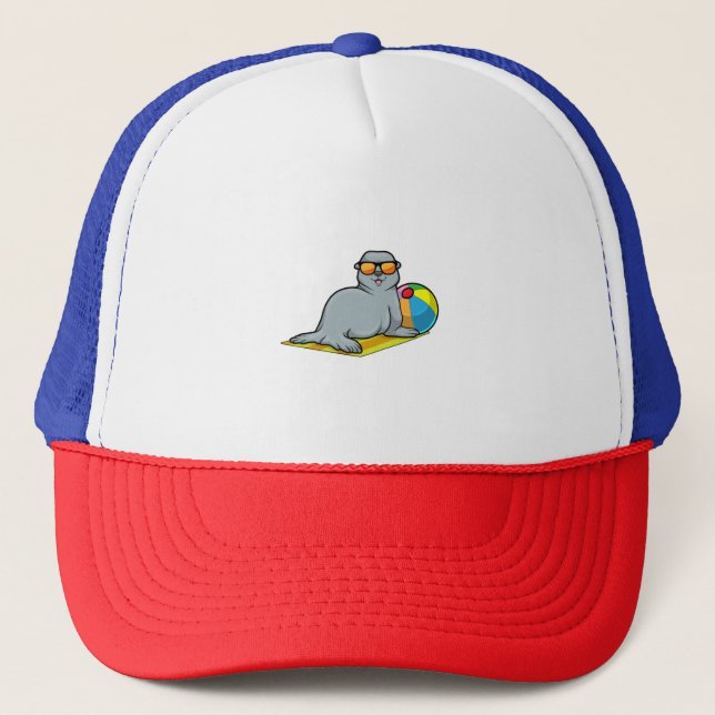 Seal at Sunbathing with Water polo Trucker Hat (Front)