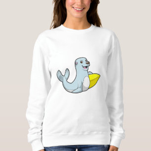 Seal at Surfing with Surfboard Sweatshirt