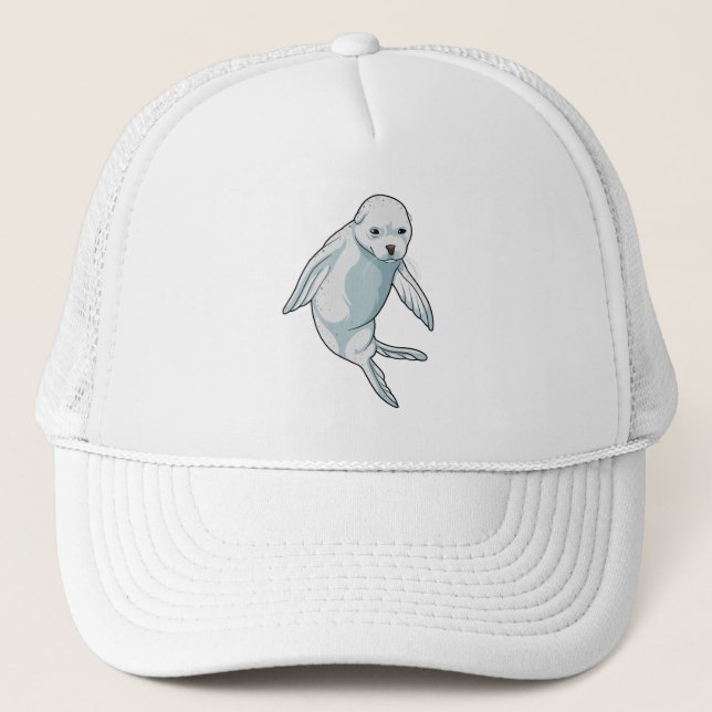 Seal at Swimming Trucker Hat (Front)