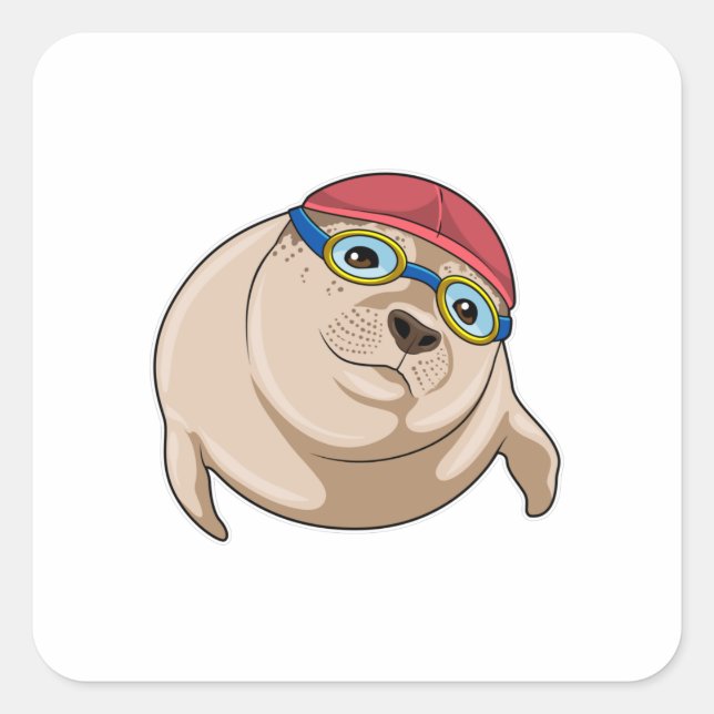 Seal at Swimming with Swimming goggles (Front)