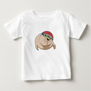 Seal at Swimming with Swimming goggles Baby T-Shirt