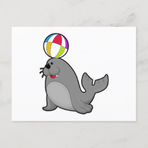 Seal at Water sports with Water polo Postcard