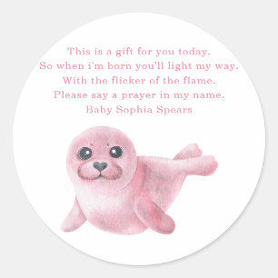 Seal baby shower - Prayer candle label