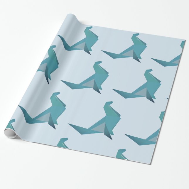 Seal Blue Gift Wrapping Paper (Unrolled)