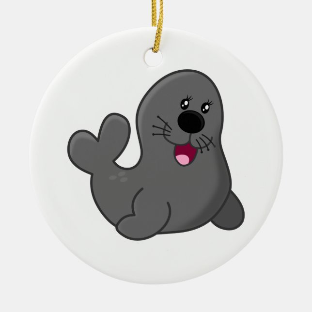 Seal Ceramic Tree Decoration (Front)