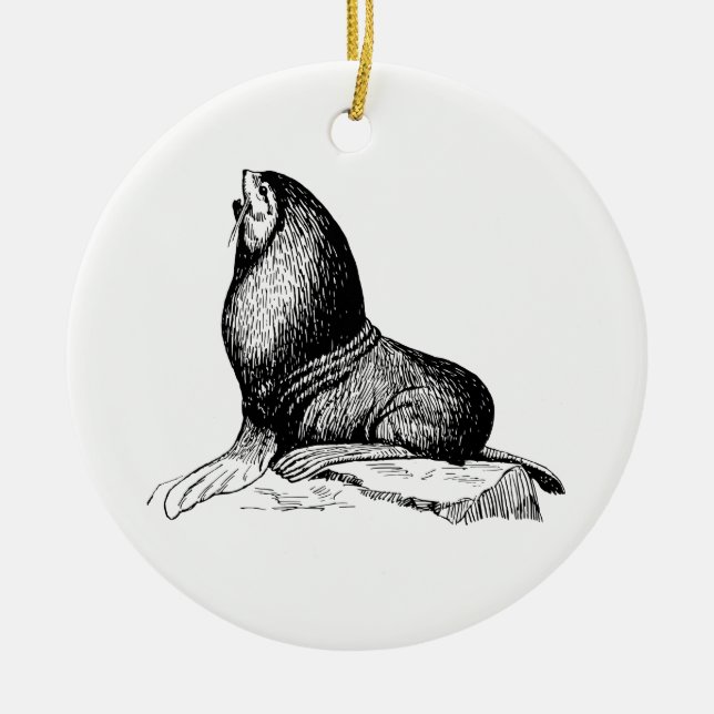 Seal Ceramic Tree Decoration (Front)